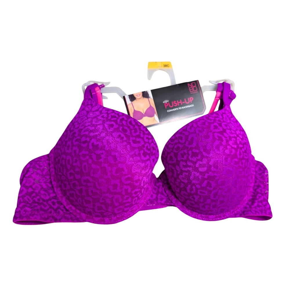 NObo‎ NO Boundaries Push Up Bra 38C 38 C Purple Lace Convertible Racerback New